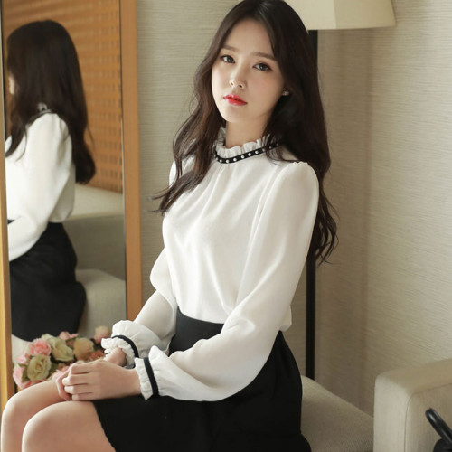 雪紡衫長袖女上衣2025春秋韓版寬松顯瘦氣質雪紡襯衫時尚超仙小衫