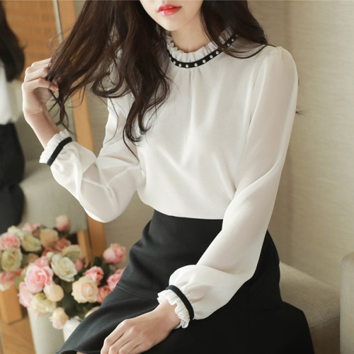 雪紡衫長袖女上衣2025春秋韓版寬松顯瘦氣質雪紡襯衫時尚超仙小衫