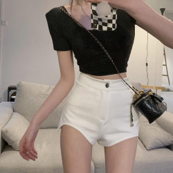 白色高腰辣妹短褲女爵士舞蹈ds褲子韓版緊身包臀打底性感女團熱褲