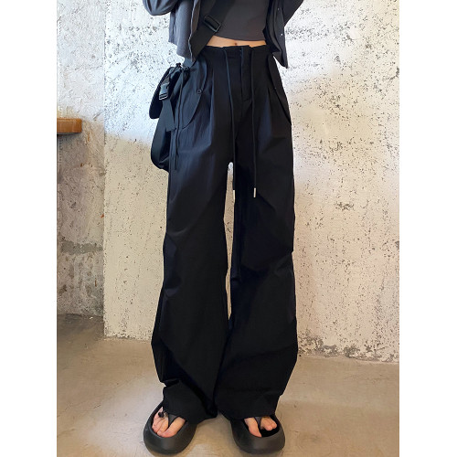 工裝褲女秋季2025新款高腰降落繖褲休閒濶腿褲速乾美式運動褲春夏