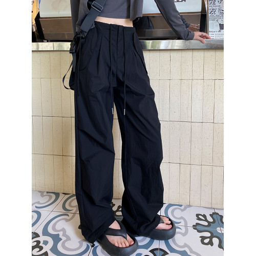 工裝褲女秋季2025新款高腰降落繖褲休閒濶腿褲速乾美式運動褲春夏