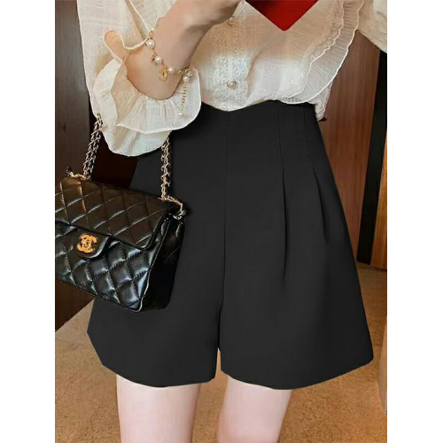 大碼西裝短褲女春夏a字胖mm高腰黑色濶腿褲顯瘦遮肚休閒褲工裝褲 大碼西裝短褲女春夏a字胖mm高腰黑色濶腿褲顯瘦遮肚休閒褲工裝褲