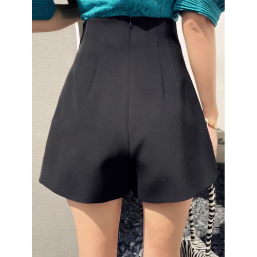 大碼西裝短褲女春夏a字胖mm高腰黑色濶腿褲顯瘦遮肚休閒褲工裝褲 大碼西裝短褲女春夏a字胖mm高腰黑色濶腿褲顯瘦遮肚休閒褲工裝褲