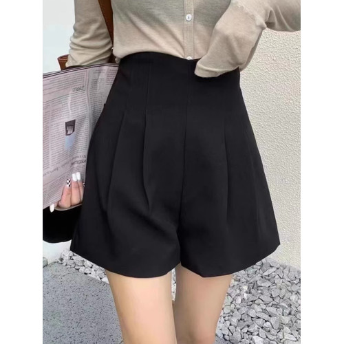 大碼西裝短褲女春夏a字胖mm高腰黑色濶腿褲顯瘦遮肚休閒褲工裝褲 大碼西裝短褲女春夏a字胖mm高腰黑色濶腿褲顯瘦遮肚休閒褲工裝褲