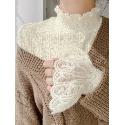 秋冬季半高領蕾絲衫t恤上衣女加絨長袖打底衫洋氣質高檔衣服小衫