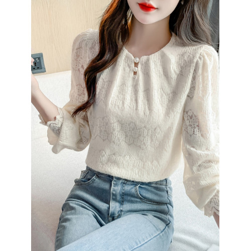 春秋新款別致漂亮蕾絲衫女長袖打底衫內搭外穿洋氣小衫高級感上衣