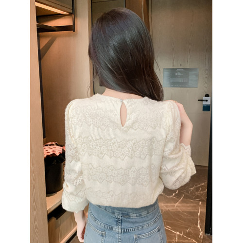 春秋新款別致漂亮蕾絲衫女長袖打底衫內搭外穿洋氣小衫高級感上衣