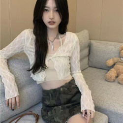 設計感小衆防曬開衫小外套薄款夏季辣妹修身短款披肩罩衫外搭上衣