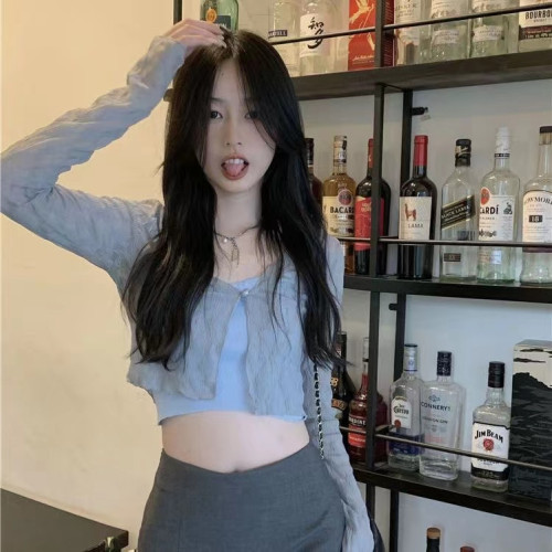 設計感小衆防曬開衫小外套薄款夏季辣妹修身短款披肩罩衫外搭上衣