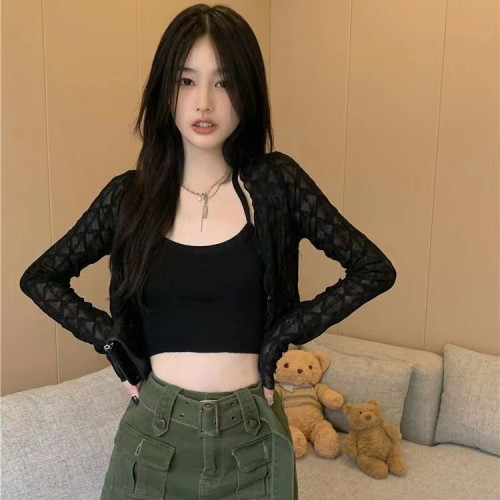 設計感小衆防曬開衫小外套薄款夏季辣妹修身短款披肩罩衫外搭上衣