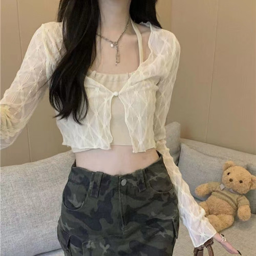 設計感小衆防曬開衫小外套薄款夏季辣妹修身短款披肩罩衫外搭上衣