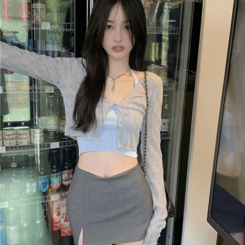 設計感小衆防曬開衫小外套薄款夏季辣妹修身短款披肩罩衫外搭上衣