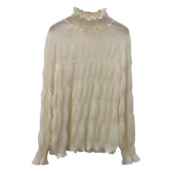 品牌折釦歐貨女裝超仙白色蕾絲打底衫女秋氣質內搭半高領大碼上衣