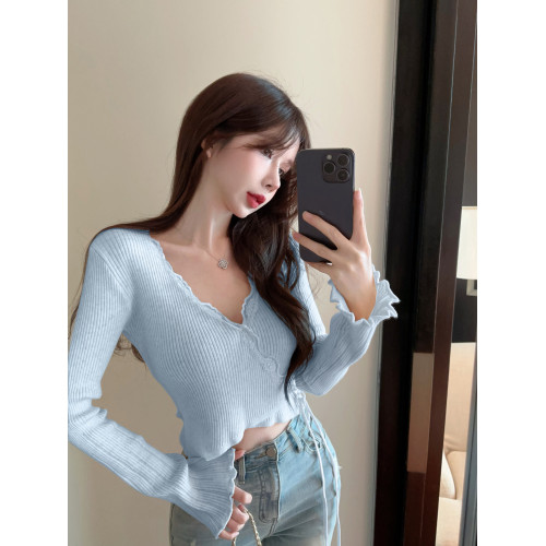 純欲辣妹性感v領短款小上衣女秋冬別致絕美顯身材蕾絲打底衫內搭 純欲辣妹性感v領短款小上衣女秋冬別致絕美顯身材蕾絲打底衫內搭