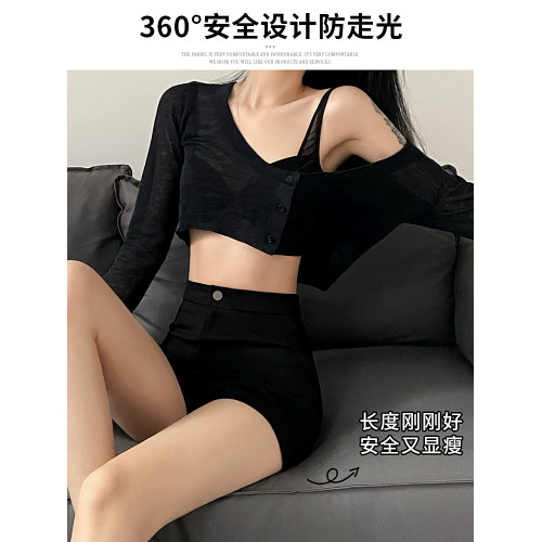 女團短褲女夏季2025新款高腰彈力緊身包臀外穿打底褲黑色美式熱褲 女團短褲女夏季2025新款高腰彈力緊身包臀外穿打底褲黑色美式熱褲