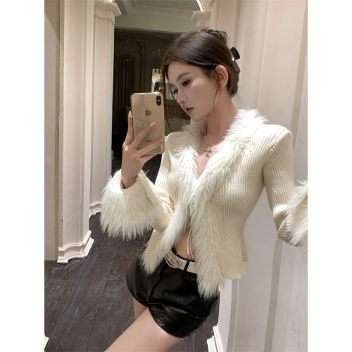 純欲辣妹性感v領短款上衣女秋冬毛毛針織開衫小香風聖誕毛衣外套 純欲辣妹性感v領短款上衣女秋冬毛毛針織開衫小香風聖誕毛衣外套