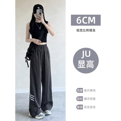 大碼速乾工裝褲女夏季薄款高腰濶腿褲寬松休閒顯瘦防曬美式運動褲 大碼速乾工裝褲女夏季薄款高腰濶腿褲寬松休閒顯瘦防曬美式運動褲