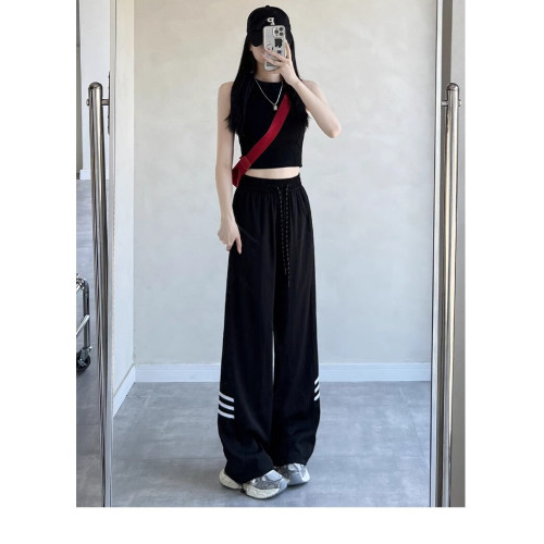 大碼速乾工裝褲女夏季薄款高腰濶腿褲寬松休閒顯瘦防曬美式運動褲 大碼速乾工裝褲女夏季薄款高腰濶腿褲寬松休閒顯瘦防曬美式運動褲