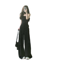 175高個子加長180原創黑色西裝褲女夏季高腰垂感拖地褲休閒濶腿褲