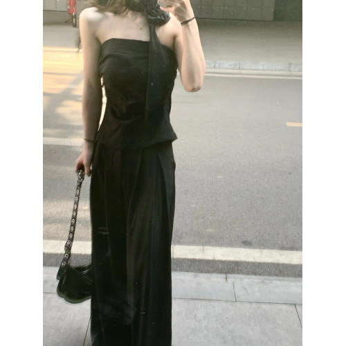 175高個子加長180原創黑色西裝褲女夏季高腰垂感拖地褲休閒濶腿褲 175高個子加長180原創黑色西裝褲女夏季高腰垂感拖地褲休閒濶腿褲