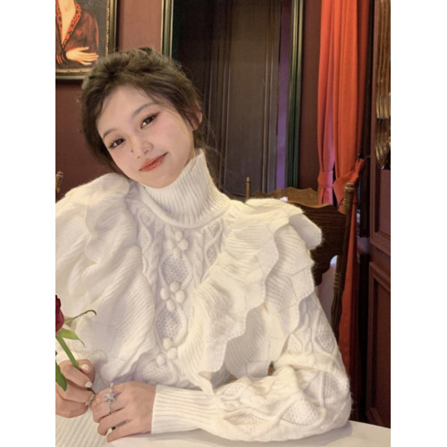 宮廷風加厚高領麻花毛衣女2025新款秋冬很仙洋氣別致外套上衣ins