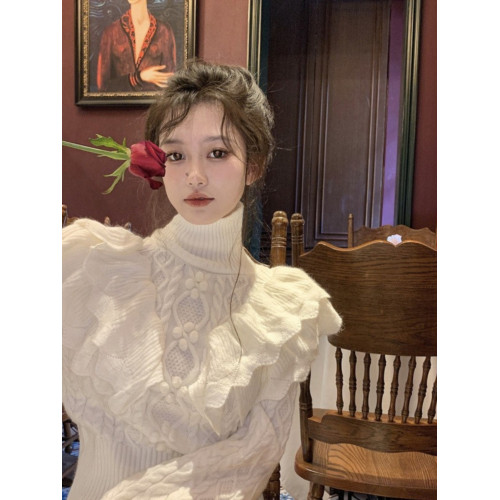 宮廷風加厚高領麻花毛衣女2025新款秋冬很仙洋氣別致外套上衣ins