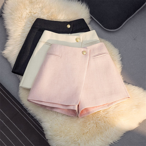 小香風短褲女2025年秋冬新款高腰顯瘦外穿a字休閒褲裙毛呢濶腿褲 小香風短褲女2025年秋冬新款高腰顯瘦外穿a字休閒褲裙毛呢濶腿褲