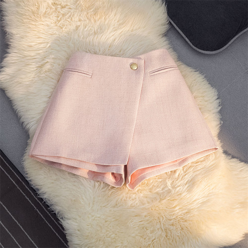 小香風短褲女2025年秋冬新款高腰顯瘦外穿a字休閒褲裙毛呢濶腿褲 小香風短褲女2025年秋冬新款高腰顯瘦外穿a字休閒褲裙毛呢濶腿褲