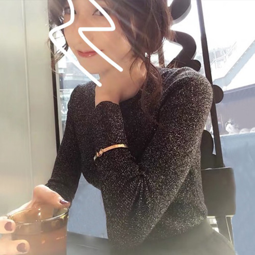 圓領高級感毛衣打底衫女秋冬季洋氣風衣西裝內搭長袖修身針織上衣