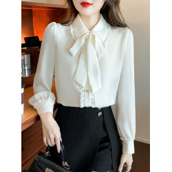 娃娃領長袖雪紡襯衫女秋裝2025早秋季新款設計感女士襯衣小衫上衣