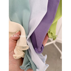 紫色木耳邊高領網紗打底衫薄紗內搭修身微透打底衫彩色多巴胺穿搭