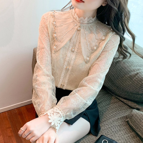 歐貨蕾絲襯衫女春秋冬裝2025年新款爆款小衫高檔時髦洋氣蕾絲上衣 歐貨蕾絲襯衫女春秋冬裝2025年新款爆款小衫高檔時髦洋氣蕾絲上衣