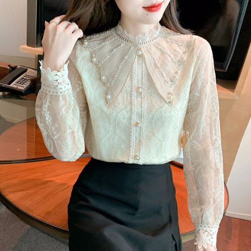 歐貨蕾絲襯衫女春秋冬裝2025年新款爆款小衫高檔時髦洋氣蕾絲上衣 歐貨蕾絲襯衫女春秋冬裝2025年新款爆款小衫高檔時髦洋氣蕾絲上衣