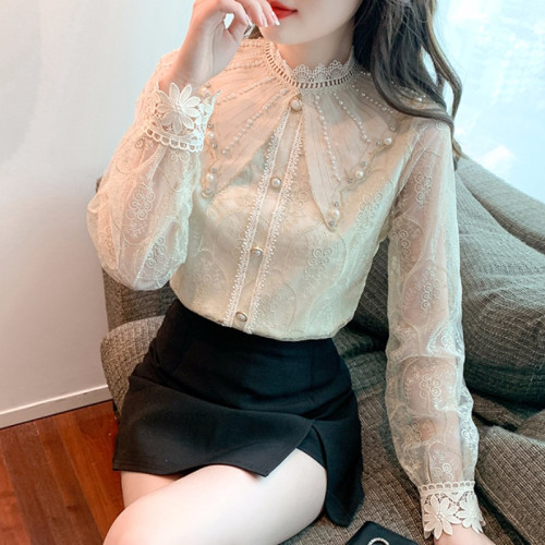 歐貨蕾絲襯衫女春秋冬裝2025年新款爆款小衫高檔時髦洋氣蕾絲上衣 歐貨蕾絲襯衫女春秋冬裝2025年新款爆款小衫高檔時髦洋氣蕾絲上衣