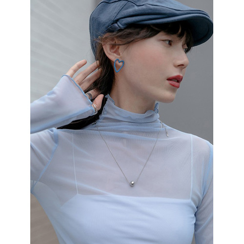 冰絲網紗打底衫女夏季修身內搭長袖薄紗透明罩衫防曬t恤辣妹上衣 冰絲網紗打底衫女夏季修身內搭長袖薄紗透明罩衫防曬t恤辣妹上衣