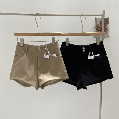 美拉德棕色呢子短褲女2025年秋冬新款復古顯瘦高腰熱褲濶腿褲靴褲