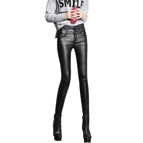 秋冬高腰皮褲女2025新款加絨亞光緊身塗層磨砂小腳小個子打底褲子 秋冬高腰皮褲女2025新款加絨亞光緊身塗層磨砂小腳小個子打底褲子