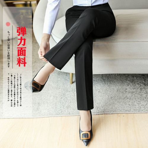 彈力西褲女直筒新款春秋長褲黑色工作褲上班族西裝褲中年媽媽褲子 彈力西褲女直筒新款春秋長褲黑色工作褲上班族西裝褲中年媽媽褲子