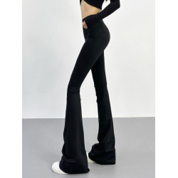 超模加長拖地高腰收腹翹臀喇叭褲復古顯瘦百搭彈力裸感緊身瑜珈褲