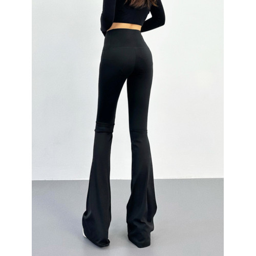 超模加長拖地高腰收腹翹臀喇叭褲復古顯瘦百搭彈力裸感緊身瑜珈褲