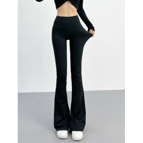 超模加長拖地高腰收腹翹臀喇叭褲復古顯瘦百搭彈力裸感緊身瑜珈褲