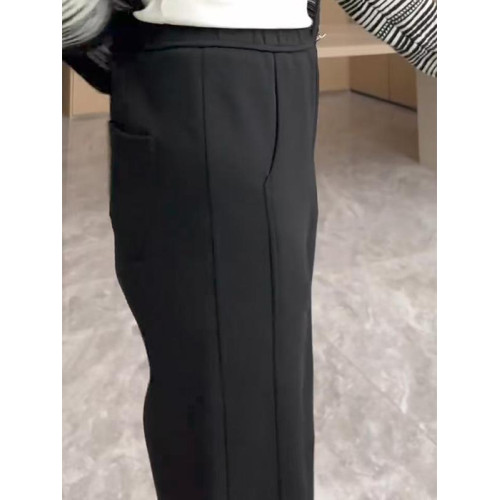 黑色直筒褲女秋冬新款高腰寬松顯瘦小個子大碼窄版休閒加絨濶腿褲