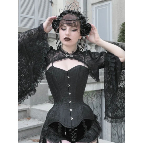 Wannathis萬聖節哥特黑色蕾絲衫暗黑披肩罩衫喇叭袖坎肩上衣外套 Wannathis萬聖節哥特黑色蕾絲衫暗黑披肩罩衫喇叭袖坎肩上衣外套