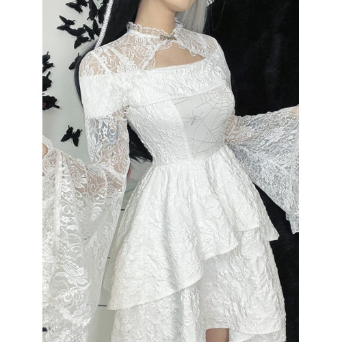 Wannathis萬聖節哥特黑色蕾絲衫暗黑披肩罩衫喇叭袖坎肩上衣外套 Wannathis萬聖節哥特黑色蕾絲衫暗黑披肩罩衫喇叭袖坎肩上衣外套