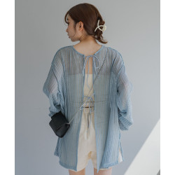 夏季日系KAS前後2WAY鏤空鉤花蝴蝶結系帶甜美百搭蕾絲衫開衫罩衫