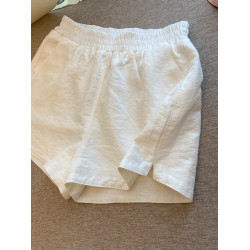 白色開叉透氣短褲女秋季薄款寬鬆小個子a字顯瘦休閒濶腿運動褲子