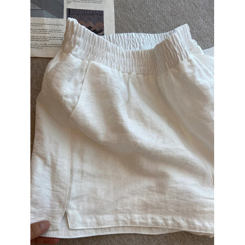 白色開叉透氣短褲女秋季薄款寬鬆小個子a字顯瘦休閒濶腿運動褲子