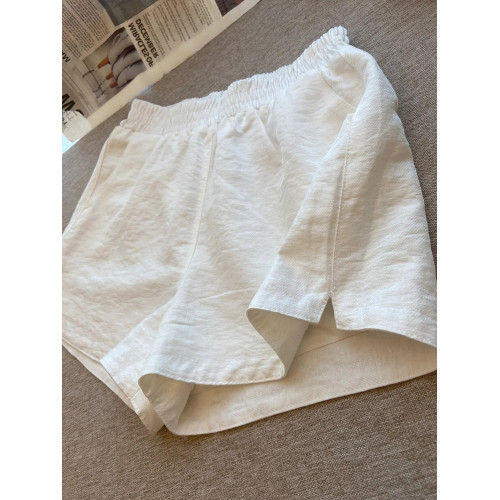 白色開叉透氣短褲女秋季薄款寬鬆小個子a字顯瘦休閒濶腿運動褲子