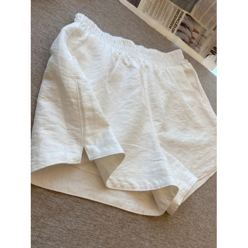 白色開叉透氣短褲女秋季薄款寬鬆小個子a字顯瘦休閒濶腿運動褲子