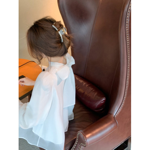 2025春秋新款法式時尚小衫長袖上衣女遮肚甜美洋氣設計感雪紡襯衫